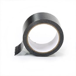 A roll of black cloth duct tape with its end peeled back.